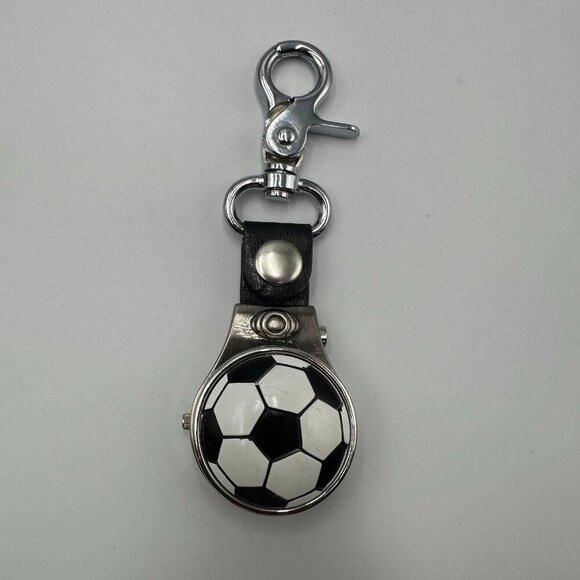 3/$30 Geneva Soccer Keychain Clip Watch Flip Open Hidden Dial New Battery - Picture 3 of 13